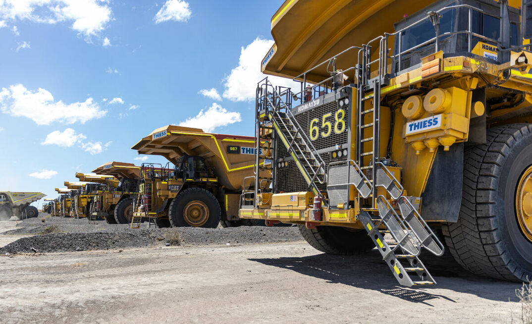 Thiess trucks at Lake Vermont.