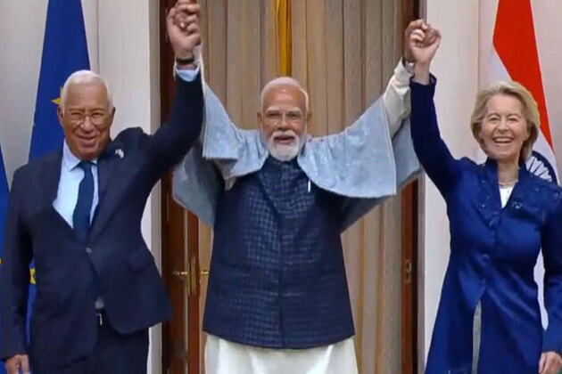Prime Minister Narendra Modi meets EU leaders Ursula von der Leyen, Antonio Costa