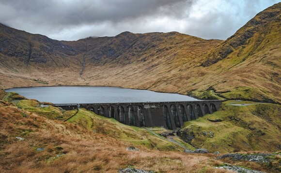 Cruachan dam and upper reservoir. Credit: Drax