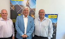 Forrestania director Brett Hodgins (left) and chair David Geraghty (right) with  OzAurum chair Ashok Parekh (middle).