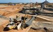  Stockpiled ore being loaded into the bulk reclaim tip