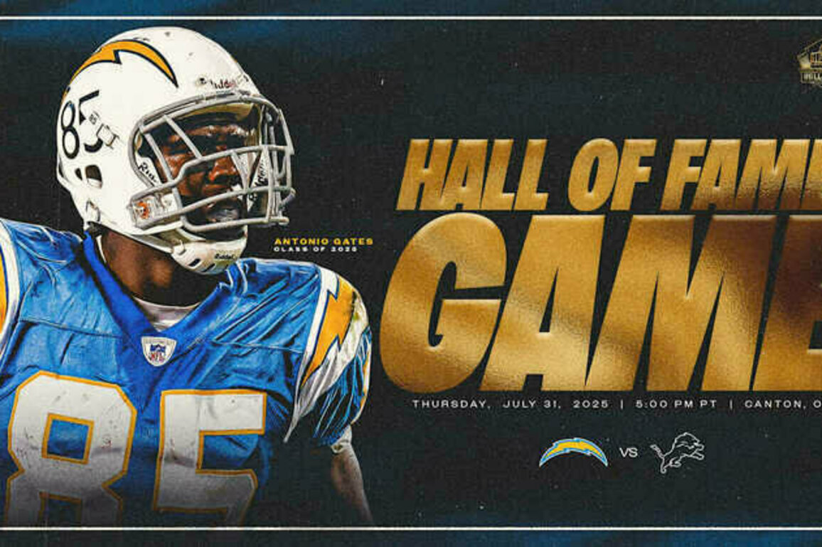 Chargers to Play in 2025 Hall of Fame Game Against Lions
