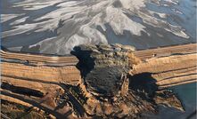  A photo showing the slump in the embankment of the northern tailings dam at Cadia 