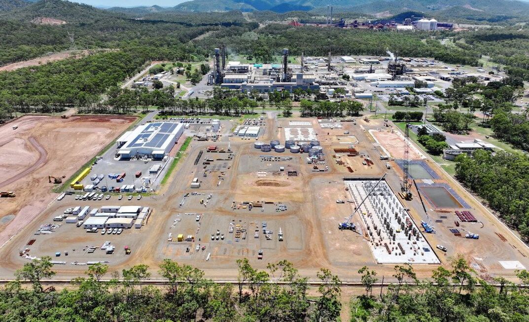The HPA First Project site. Immediately behind the site is Orica's Yarwun plant. In the distance is Rio Tinto's Yarwun refinery.