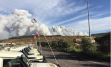 The Kain's flat fire in NSW with smoke visible behind the ROM pad at Peabody's Wilpinjong mine.