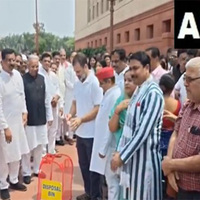 Congress chief Kharge joins INDIA bloc protest against Bihar SIR at Parliament