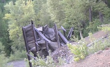  An ore bin at the former Protection-Goodenough mine, on one of the claims acquired by Ximen Mining in BC