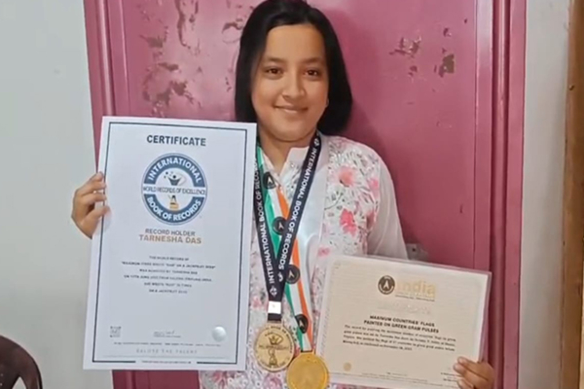 Tripura: Tarnesha Das enters International Book of Records by writing Ram 36 times on jackfruit seed