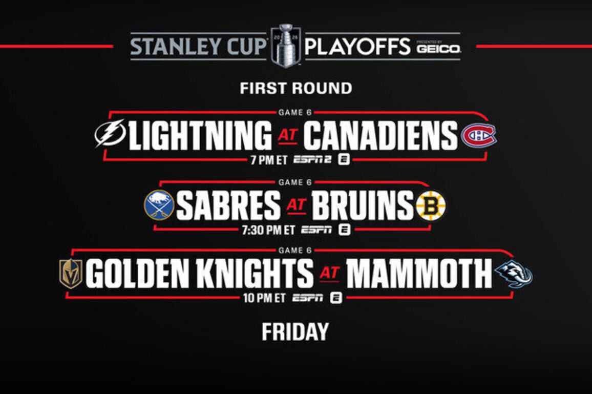 Matchups set for Friday's 2026 Stanley Cup Playoffs First Round on ESPN networks