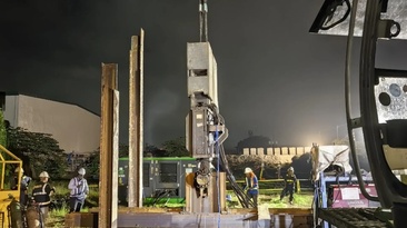 Bauer Philippines carrying out field trials for the Valenzuela depot diaphragm wall along the Tullahan River 