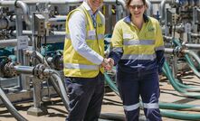 Viva Energy CEO Steve Wyatt (left) and WA/NT operations manager Robyn Smart at the Karratha facility opening. Photo Viva Energy