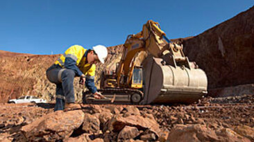 A worker at the surface of Perilya's Broken Hill operations.