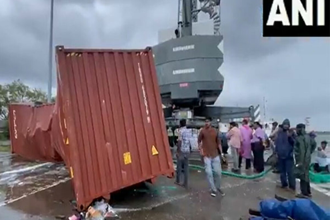 Container from the sunken ship MSC ELSA 3 washes ashore at Kollam Coast: removal underway