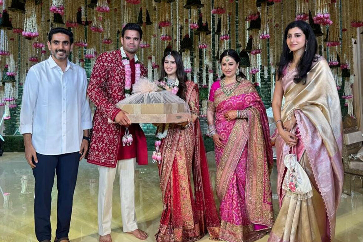 AP Minister Nara Lokesh, his wife Brahmani attend Arjun Tendulkar-Saaniya's wedding