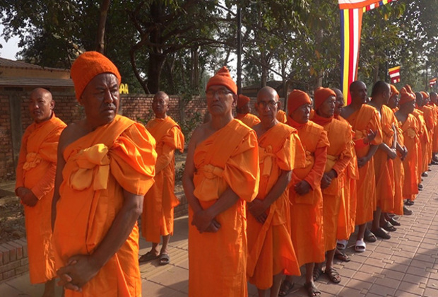 Ordination ceremony for 500 novice monks underway in Nepal's Lumbini