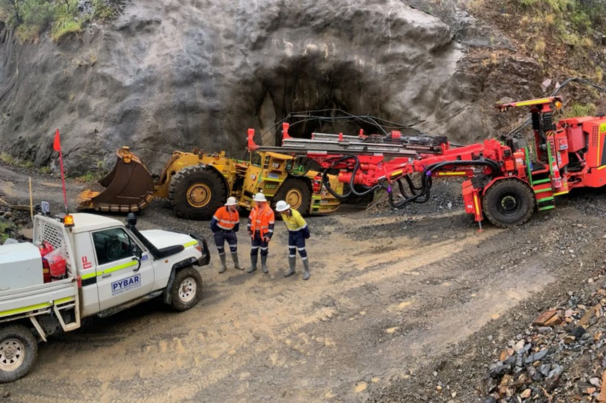 PYBAR workers outside the Metz zone portal at Hillgrove.