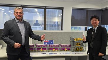 Chief executive of thyssenkrupp nucera Australia Dr Johann Rinnhofer and PGS managing director James Rhee