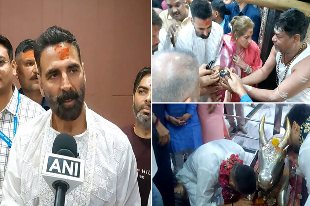 Akshay Kumar visits Mahakaleshwar Temple with mother-in-law Dimple Kapadia ahead of 'Bhooth Bangla' release