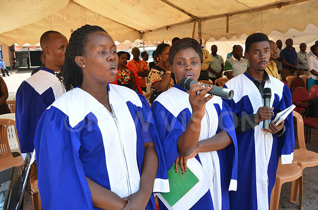  he choir from amugongo atholic artyrs asilica leading the singing during mass