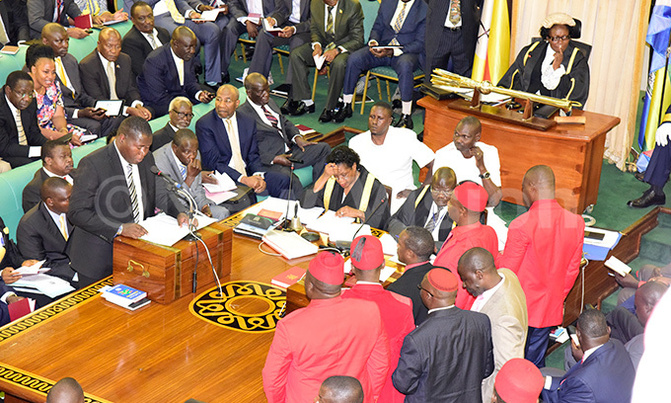 House on fire as Kadaga suspends 6 opposition MPs House on fire as Kadaga suspends 6 opposition MPs