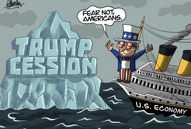 Cartoon: "Trumpcession" looms over U.S. economy