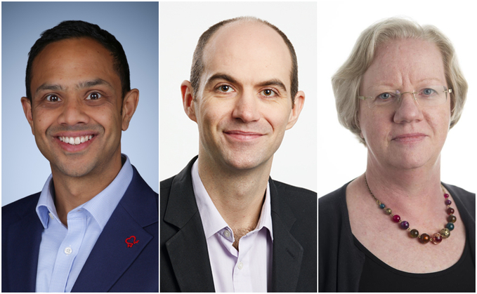 Left to right: ACA chair Chintan Gandhi, SPP DB committee chair Jon Forsyth and AMNT co-chair Maggie Rodger 