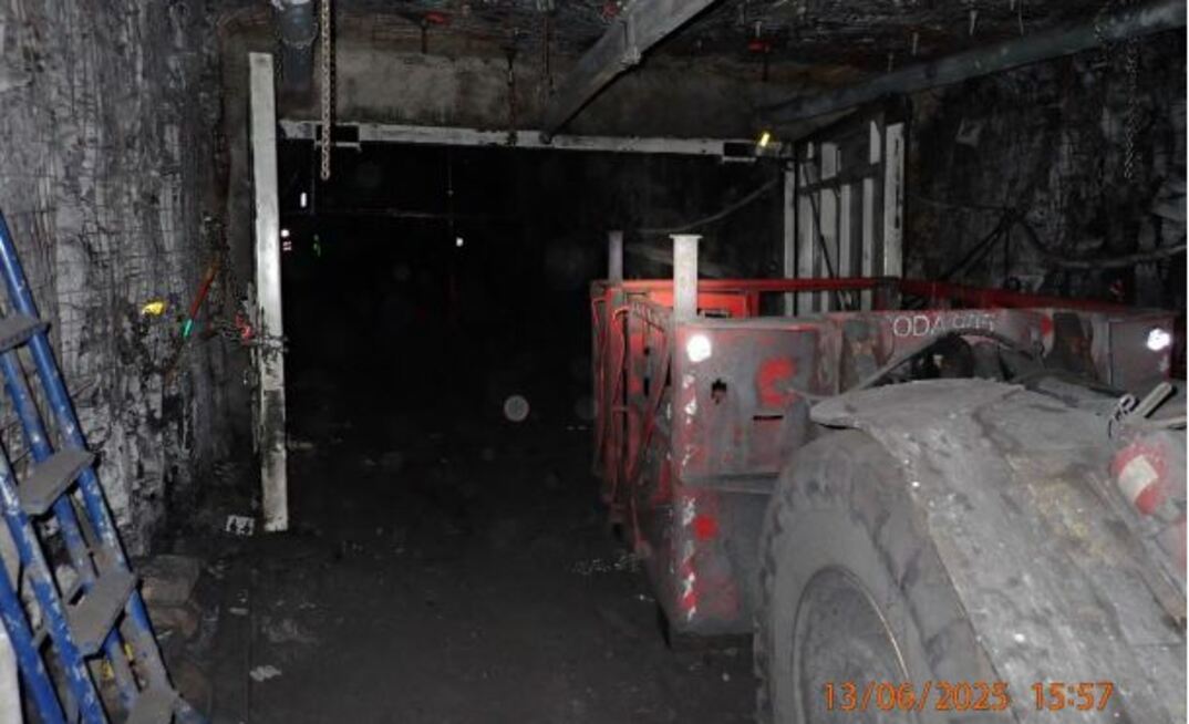 The double doors at the underground mine site.
