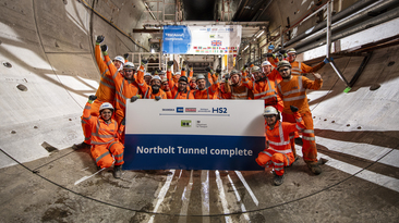 Miners from TBM Anne celebrate completing the Northolt Tunnel