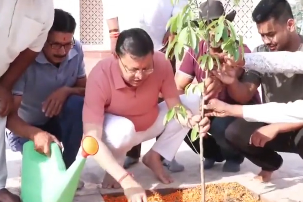Uttarakhand CM Dhami participates in cleanliness drive, plants saplings at Purnagiri Temple