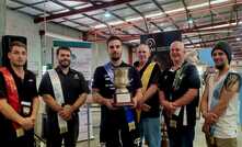  WA shearer Ethan Harder (centre) wins the Perth Royal Show open competition. Photo courtesy of Jessica Harding.