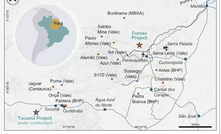 Mapa com localização do projeto Furnas vale ero copper