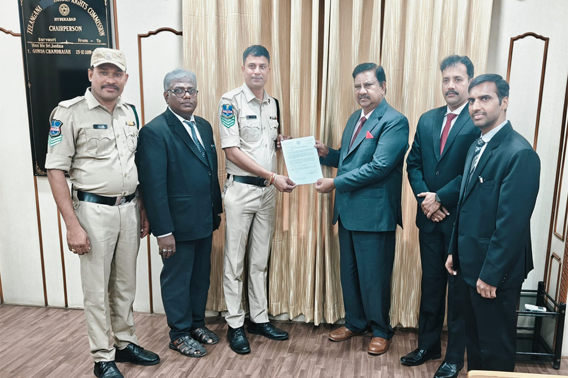 Telangana Human Rights Commission appreciates CAR Constable for rescuing woman trapped in flooded street in Banjara Hills