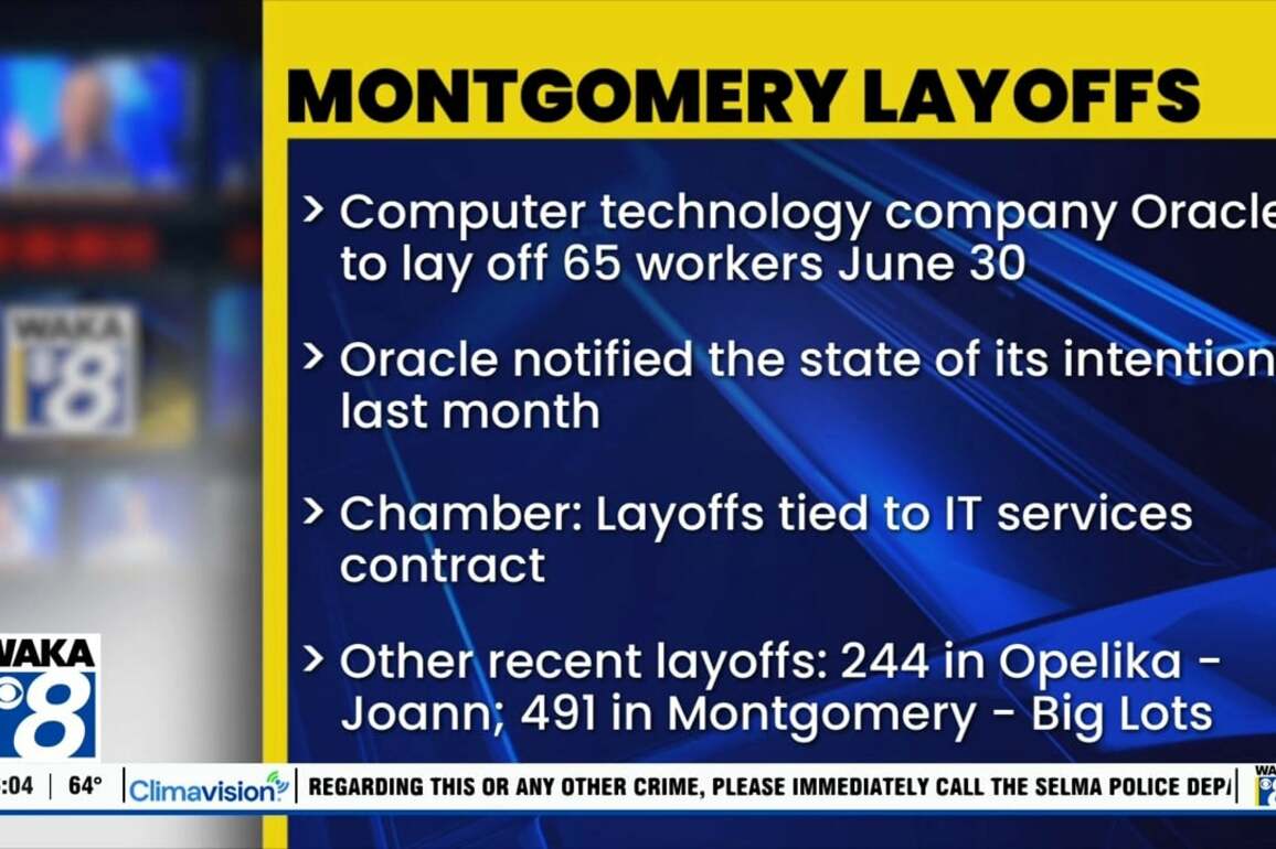 Oracle to lay off 65 workers in Montgomery at end of June - WAKA 8