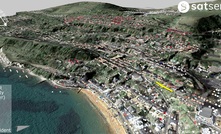  SatSense InSAR velocity map over Ventnor in the Isle of Wight. Red points indicate movement away from the satellite (subsidence) while blue is towards the satellite (heave) (image 3)