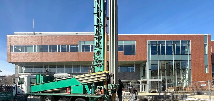 A specialised drill rig was used to core the borehole through 10 feet of surface clay before transitioning to the slurry method  