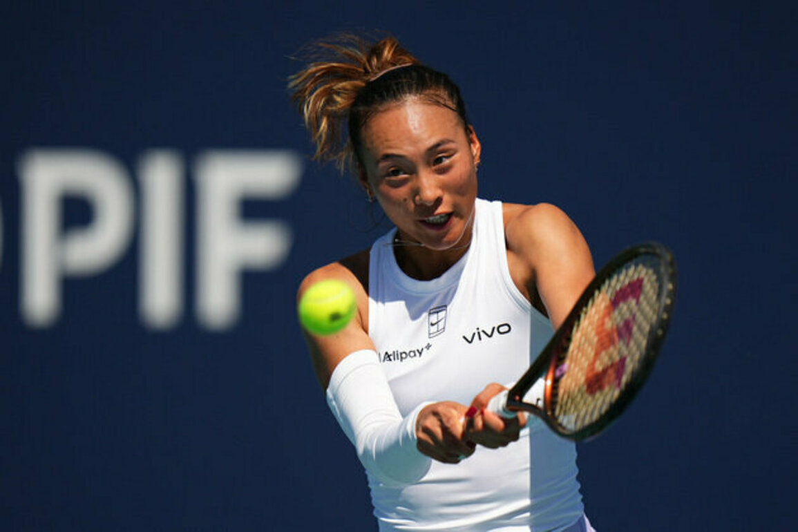 Zheng Qinwen defeats Lauren Davis to reach third round at Miami Open