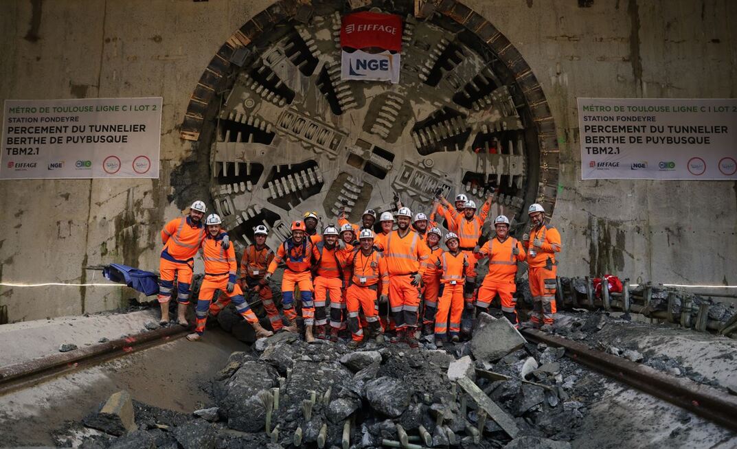 A TBM named Berthe de Puybusque, working on the Toulouse Metro has broken through at the Fondeyre station in France as part of the Line C project