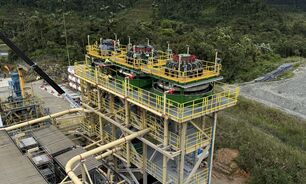 The three Jameson Cells in place at the Fruta del Norte process plant.