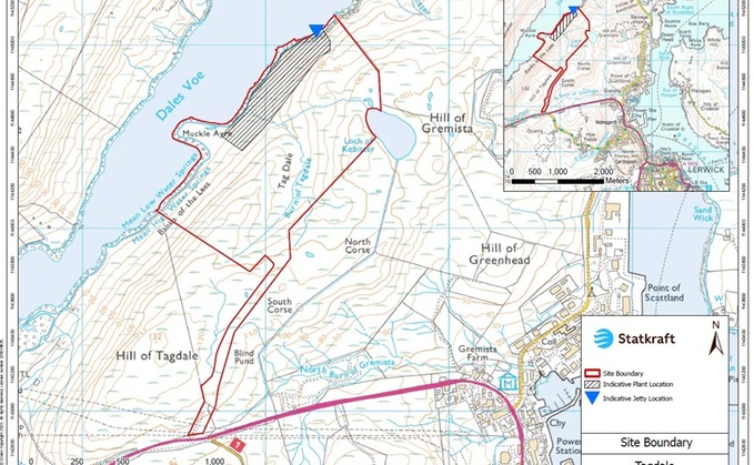 The Tagdale Green Ammonia site would be around 3.5km north-west of Lerwick / Credit: Statkraft