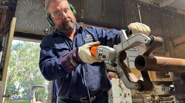 Kondinin Group engineer, Josh Giumelli, tries out a few angle grinder accessories.