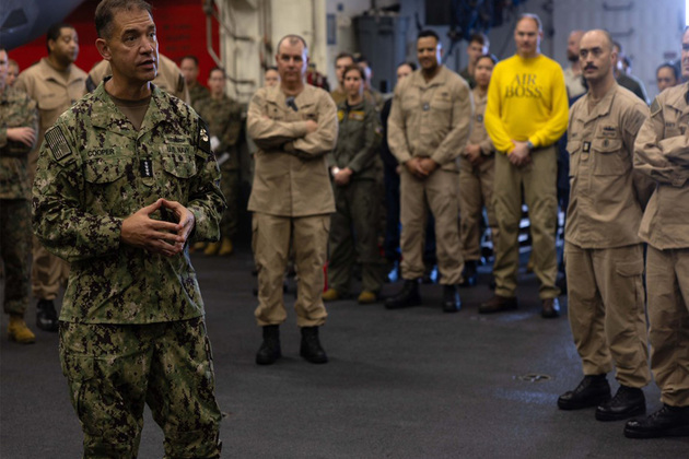 CENTCOM chief visits USS Tripoli in Arabian Sea amid ongoing naval blockade