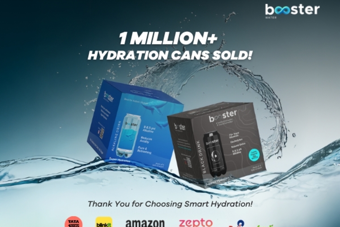 Booster Water Crosses 1 Million Hydration Cans, Milestone in India with Its Alkaline and Black Water Drinks