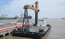  An image of the floating crane barge