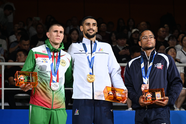 (SP)CHINA-CHENGDU-THE WORLD GAMES 2025-KICKBOXING-MEN'S K1 -75KG-VICTORY CEREMONY (CN)