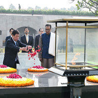 Japanese Foreign Minister Motegi on India visit pays tributes at Rajghat