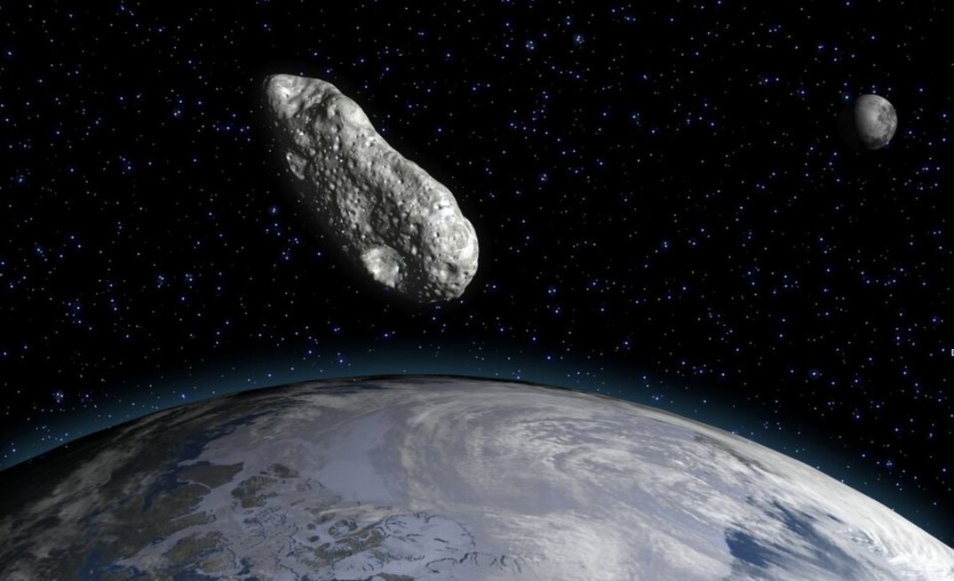 A rendering of Apophis near to Earth