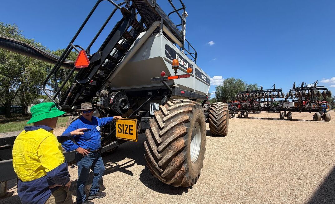 Brett Asphar (blue shirt) says a pre-season check of seeding gear is essential. 