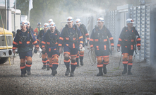 A mine rescue team in action