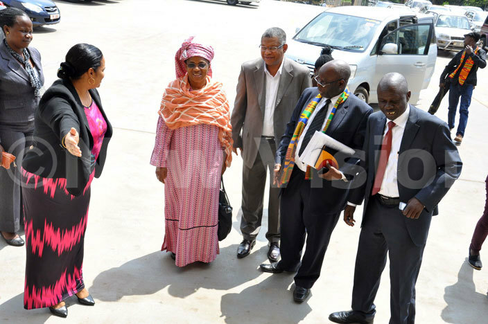  rs auline azrui with her delegation being welcomed by anny smail the assistant director of media relations on arrival at  arliament 