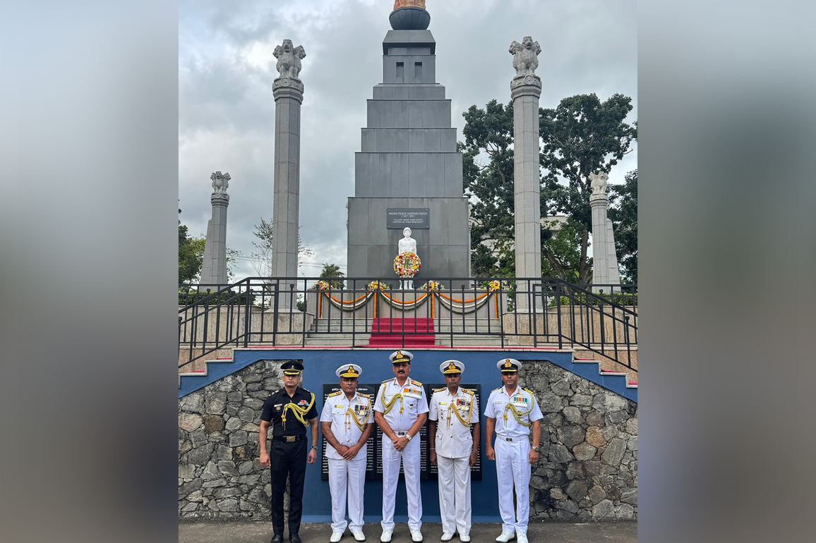 Navy Chief Dinesh K Tripathi pays tribute at IPKF Memorial in Colombo, pushes for stronger defence ties with Sri Lanka
